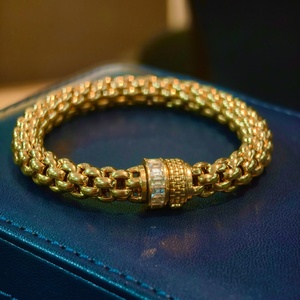 Nuovo Bracciale Alla Moda in Oro 18K con Diamanti Naturali Taglio Baguette, Catena Intrecciata a Forma di <span class=keywords><strong>Vite</strong></span>, Stile Neutro per Uso Quotidiano - Product Image 2