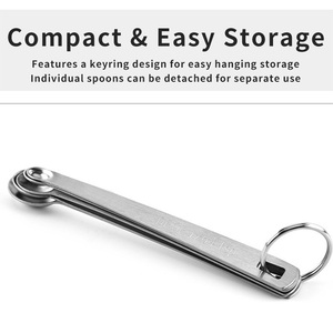 Cấp Thực Phẩm Thép Không Gỉ Kim Loại Mini Đo Thìa 5-Mảnh Thiết Lập Chịu Nhiệt Máy Rửa Chén An Toàn Dễ Dàng Lưu Trữ Bền - Product Image 4