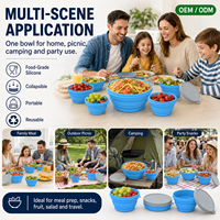 Ensemble de contenants alimentaires en silicone pliables et réutilisables avec bol et couvercle pliables, capacité de 1 à 3 L, boîte à lunch pour enfants, école
