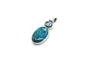 Pendentif en argent sterling 925 avec pierre précieuse turquoise bleue, fait main, bijoux fantaisie pour femmes, pendentif tendance, vente en gros - Product Image 2