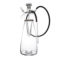 Ensemble complet de chicha en verre transparent avec lumière LED RGB et télécommande, kit complet de chicha en verre à double embouchure