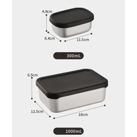 Nouvelle boîte à lunch en acier inoxydable 3 pièces, conteneur de stockage alimentaire portable en métal avec couvercle en silicone