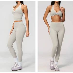 Sportswear <b>Women</b> Peach-shaped Buttocks High Elasticity Slimming Air Brushed Super Soft Fitness Outdoor Yoga Suits Wear Gym Set - Product Image 3
