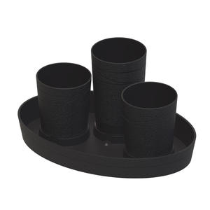 F108SSM DIY lujo ABS plástico negro/blanco Floral recipiente conjunto con orificio de drenaje para 3 orquídeas o flores mixtas - Product Image 4