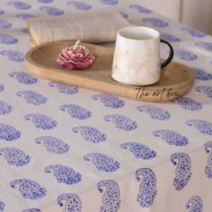Linge de table à manger personnalisable de qualité supérieure coton artisanal élégant imprimé floral bleu sarcelle motif de bloc indien couverture de table réutilisable - Product Image 5
