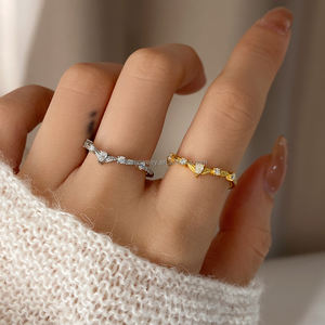 Classic Women's Gemstone <b>Stack</b> <b>Rings</b> 18K Gold Plated Brass for Party Occasions - Product Image 2