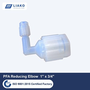 ข้อต่อท่อ PFA Flare 90 องศา แบบลดขนาด 1" x 3/4" สำหรับท่อ OD ขนาด 3/4 นิ้ว ทนทานต่อสารเคมีที่มีความบริสุทธิ์สูง - Product Image 1