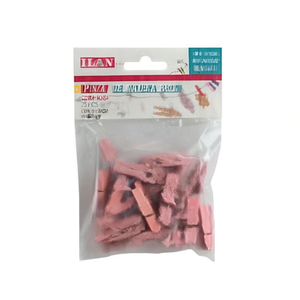 Ilan Mollette in Legno Rosa 3,5 Cm 25 Pezzi per Asciugare il Bucato - Product Image 2