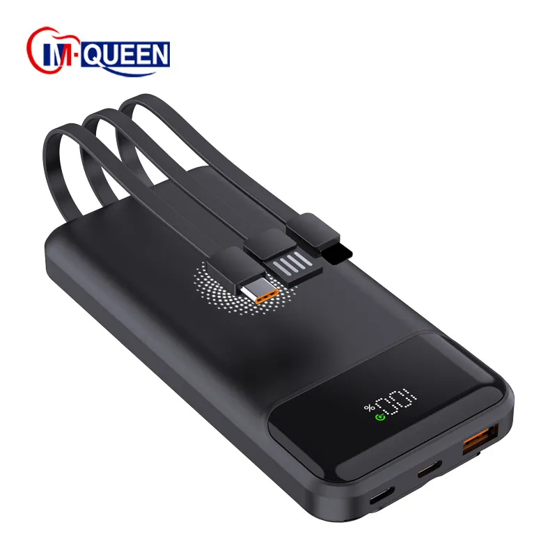 M-Queen PD มัลติฟังก์ชั่นที่กําหนดเองแบตเตอรี่ภายนอก Powerbank 20000mah ชาร์จเร็วเครื่องชาร์จแบบพกพาพาวเวอร์แบงค์ชาร์จไร้สาย