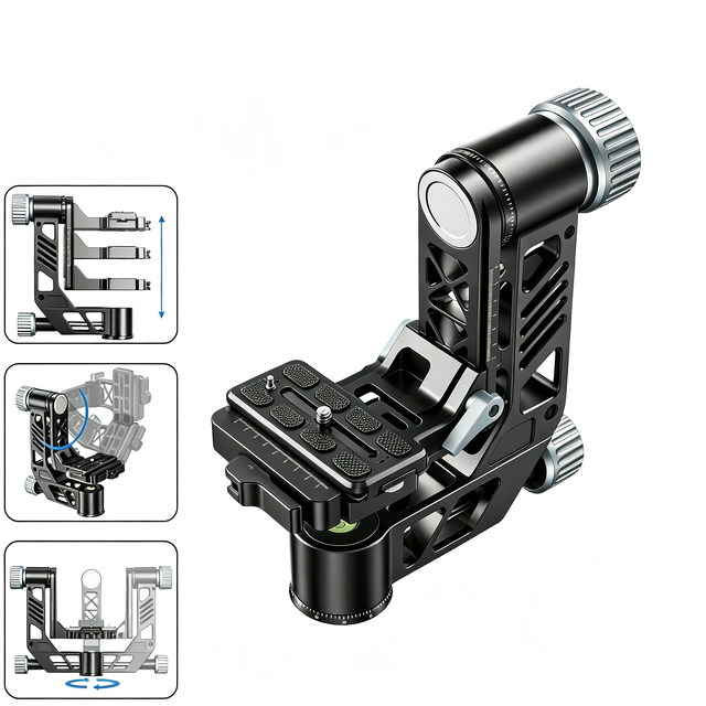 PH7S Gimbal Tripod Head Aluminium Professional Gimbal Stabilizer Bearing Structure Load 25kg for Bird&Sports Photography