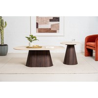 Italienischer Schwarzer Kunst-Travertin Marmor-Optik Ovaler Großer Couchtisch für das Wohnzimmer