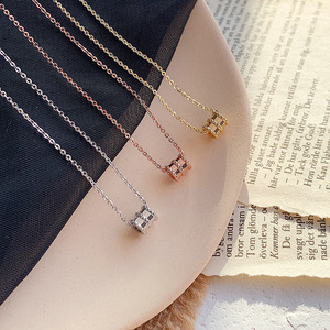 Haifeng Meilong Geometric Lock Necklace Platinum Gold Rose Gold Everyday Wear Bezel Setting Fine Chain - Product Image 1