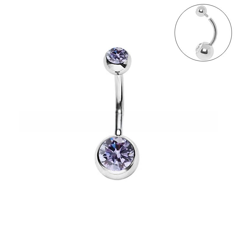 Boucle d'oreille nombril double diamant - Bleu dégradé