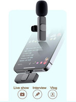 Produk laris mikrofon Lavalier 2.4GHz 1Drag 2 K9 mikrofon portabel klip nirkabel Lavalier Live konferensi untuk ponsel iphone dan Android