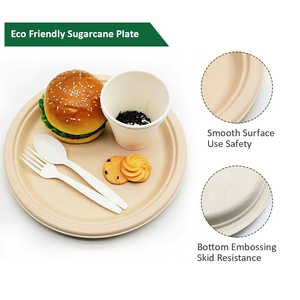 Assiettes jetables en fibre de canne à sucre imprimées sur mesure, <span class=keywords><strong>3</strong></span> <span class=keywords><strong>compartiments</strong></span>, biodégradables, compostables, <span class=keywords><strong>avec</strong></span> <span class=keywords><strong>couvercle</strong></span> pour salade, collation, biscuit - Product Image 3