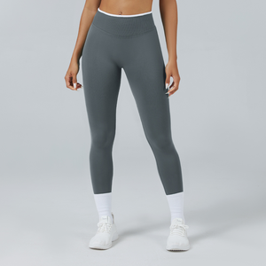 <span class=keywords><strong>Legging</strong></span> de yoga taille haute sans couture pour <span class=keywords><strong>femme</strong></span>, effet galbe fessier, séchage rapide, taille élastique, en lin uni, idéal pour la course et les sports de plein air - Product Image 2