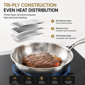 YITIAN - Juego <span class=keywords><strong>de</strong></span> Utensilios <span class=keywords><strong>de</strong></span> Cocina <span class=keywords><strong>de</strong></span> Alta Calidad para el Hogar, Sartén Antiadherente Duradera con Revestimiento <span class=keywords><strong>de</strong></span> Acero Inoxidable 304, con Tapa - Product Image 3