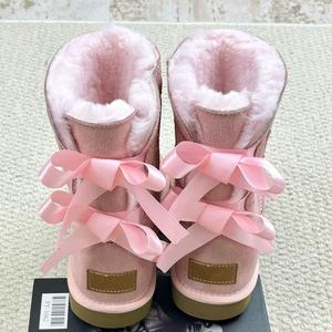 Bottes de neige mi-mollet pour <span class=keywords><strong>femme</strong></span>, doublure polaire chaude, avec double nœud coloré, antidérapantes, tendance – Cadeau de Noël très prisé - Product Image 3