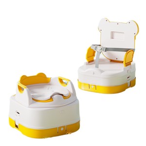 Siège de toilette pour bébé avec dossier, pour enfant de 1 à 3 ans, utilisation portable en extérieur, jaune et blanc, en matériau PP - Product Image 3