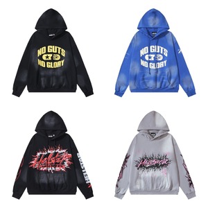 <span class=keywords><strong>Felpa</strong></span> autunnale Yousi con cappuccio in spugna lavata con Logo con lettere di fiamma stampato ampio stile Street ODM LOGO frontale lavorato a maglia - Product Image 5