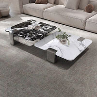 Table basse moderne de luxe en marbre blanc irrégulier pour hôtel et salon