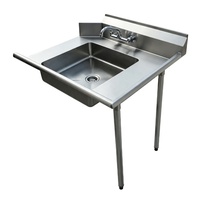 Bac de pré-rinçage robuste en acier inoxydable 304 de calibre 18, brossé, résistant à la corrosion, pour cuisine de restaurant, OEM ODM