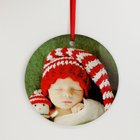 Ornement de Noël en MDF à sublimation vierge, double face, rond, à suspendre