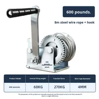 Treuil manuel portable JUNDA SL-BHW1200 de 1200lbs/600lbs de capacité avec câble en acier pour bateau - Vente en gros