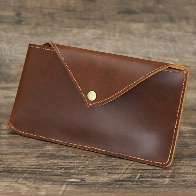 Handmade Crazy Horse Real Leather Mobile Phone Cover Waist Bag Full Grain Cowhide Genuine Leather Cell Phone Case