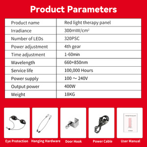 Panneau de luminothérapie infrarouge LED 1500W pour le corps entier, avec support (également disponible en 600W, 300W, 1000W, 3000W, 6000W) - Product Image 6