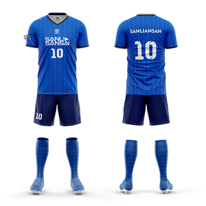 Uniformes de Futebol Personalizados em Poliéster, Conjuntos de Camisas de Futebol OEM, Respirável e de Secagem Rápida, Kits de Futebol Autênticos - Product Image 4