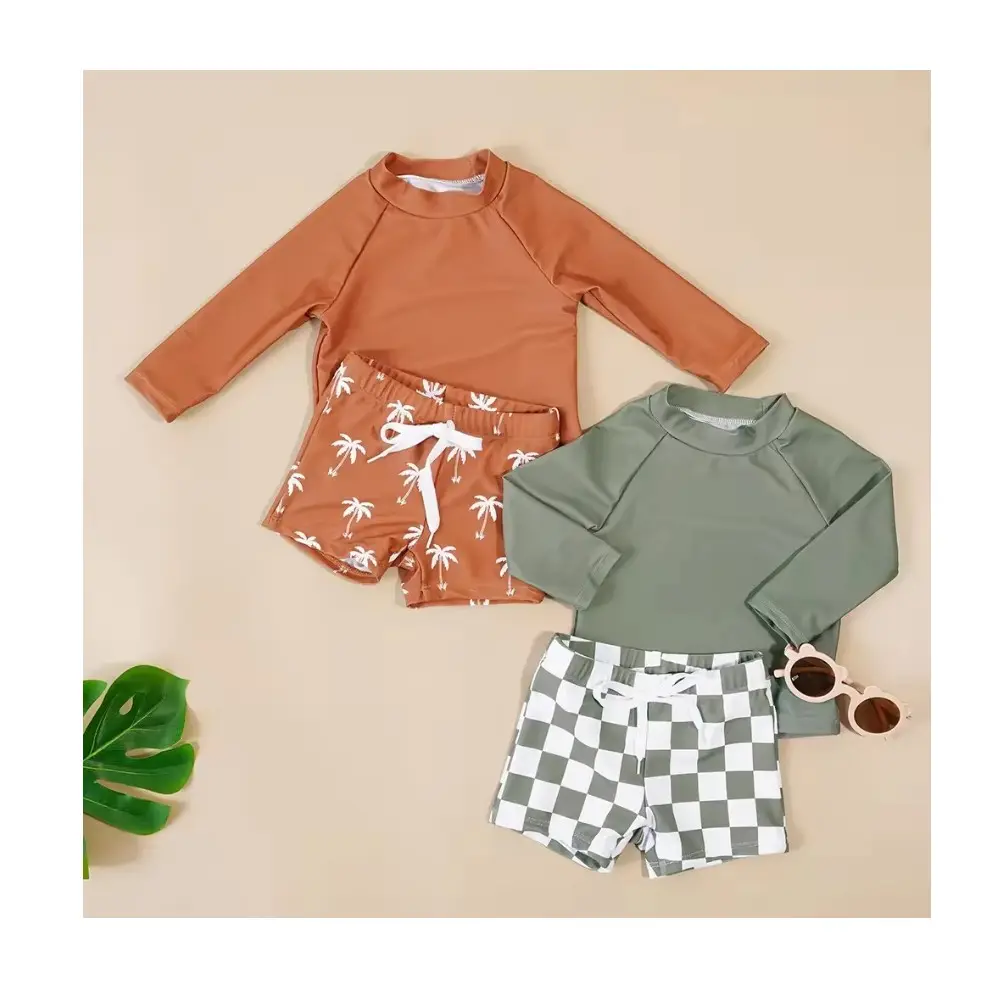 Hete Zomer Zonnebrandcrème Baby Jongens Zwemkleding Effen Kleuren Badkleding Voor Kinderen Op Maat Baby Badmode