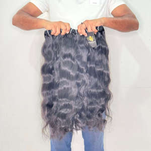 Extensiones de cabello liso virgen indio sin procesar, cabello humano indio virgen con cutícula alineada, paquetes de cabello rizado brasileño con cutícula alineada - Product Image 2