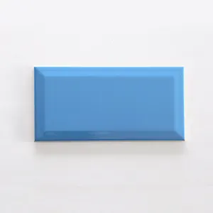 M751504 3X6 ، 4X8 الأزرق لامعة مسطحة بلاط حوائط حمام ملصقات/غرف المعيشة قرميد جداري داخلي تصميم سيراميك