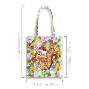 Sac fourre-tout saisonnier de créateur avec illustration de paillettes d'écureuil de Noël - Product Image 1