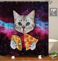 Vente en gros Rideaux de douche chat en tissu polyester personnalisés Impression numérique 3D Conception étanche