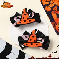 Jepit rambut Halloween tersedia, jepit rambut pita keren dan manis untuk anak perempuan dengan tema gelap, jepit poni samping labu unik, jepit rambut lucu.