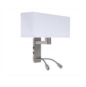 Unique Design Brushed Nickel <b>Wall</b> Lamp with Round Shape Linen Fabric Lampshade for Hospitality Lighting - Product Image 5