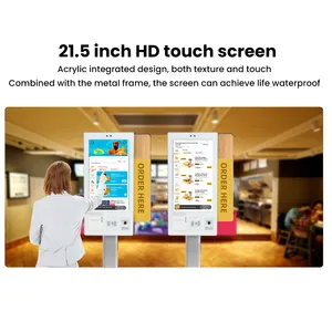 เคเอฟซี Kiosk การสั่งซื้อตนเองในร้านอาหาร1920*1080หน้าจอสัมผัส Cashless POS อาหารจานด่วนตู้สั่งซื้อด้วยตนเอง