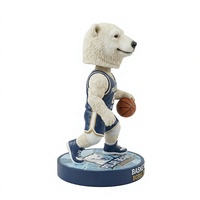 Figurine de mascotte sportive en résine personnalisée, ours polaire amoureux, jouet à tête oscillante, mini figurine décorative de bureau, vente en gros