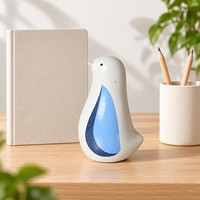 Figurine d'oiseau en céramique moderne mouchetée avec motif de feuille et d'aile, décoration d'intérieur