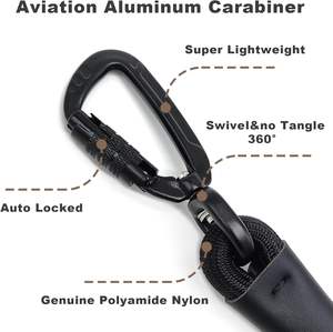 Correa para Pájaros MORXIL de 6 Pies, Resistente, con Mosquetón de Aluminio de Aviación con Bloqueo Automático, Correa de Nailon Resistente para Mascotas con Luces - Product Image 2