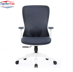 Chaise de bureau pivotante ergonomique moderne bleue en maille rembourrée, idéale pour les bureaux et les salles de réunion - Product Image 5