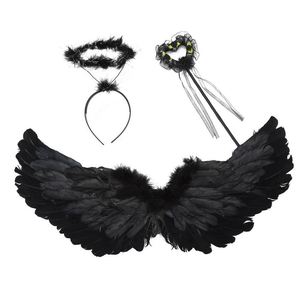 Al por mayor: Conjuntos de accesorios de disfraz de alas de ángel multifunción ligeras de plumas naturales, aptos para niños, con serigrafía para - Product Image 1