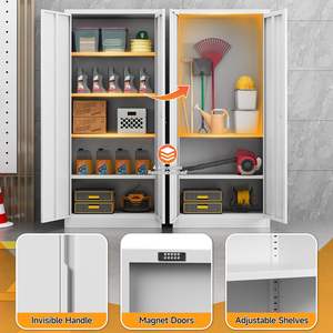 بيع بالجملة معدن حديث فولاذ طويل القامة مع 4 أرفف قابلة للتعديل قفل باب للمكتب والمنزل والمطبخ أو ورشة العمل - Product Image 4