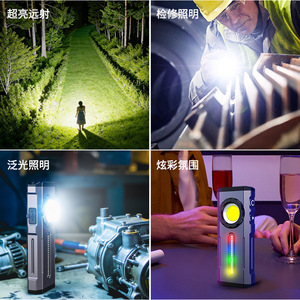 Mini linterna con haz de luz potente, recargable, 2000mAh, luz LED RGB para senderismo al aire libre, camping, uso de emergencia - Product Image 4