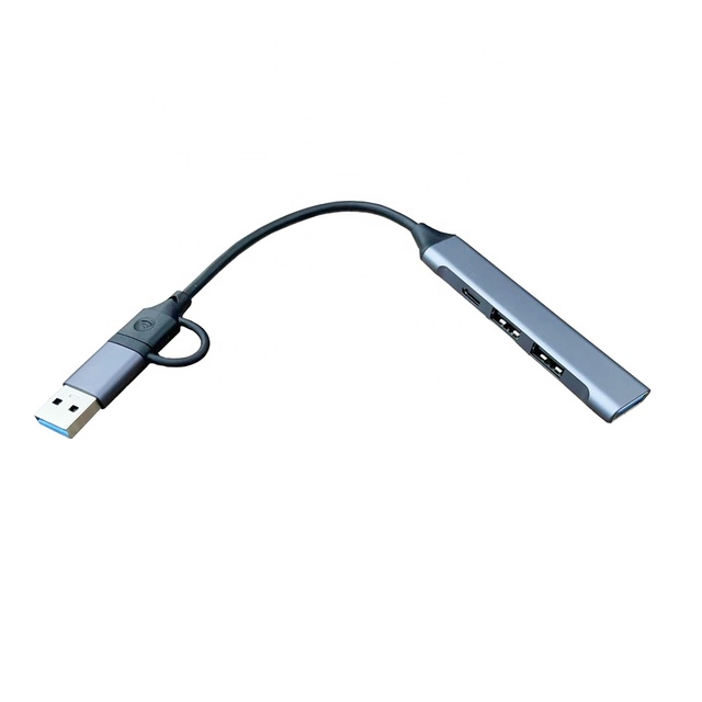 4 Port USB C Hub 2 in 1 USB a and Type C Adapter Aluminum Alloy USB3.0 2.0 USB C Docking Station for Laptop