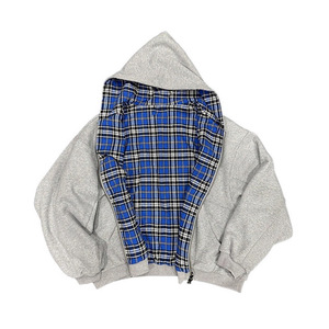 Sudadera con Capucha Y2K <span class=keywords><strong>Grunge</strong></span> a Cuadros con Cremallera, Reversible, Oversize, Estilo Emo de los 2000, Sudadera Gráfica Holgada para Otoño, para Hombre y Mujer - Product Image 1