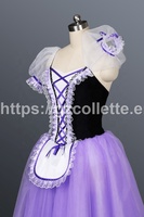Robe Fille Lilas Fée La Fill De Phar 6 Couches Tulle Doux Flore Professionnelle Tutu Romantique Ballerine Giselle Robe de Danse