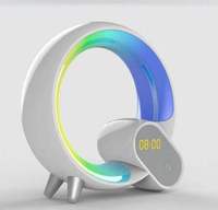 Lampe de réveil multifonctionnelle 10W à affichage numérique Réveil RGBW Atmosphère Led Lampe de bureau Haut-parleur BT